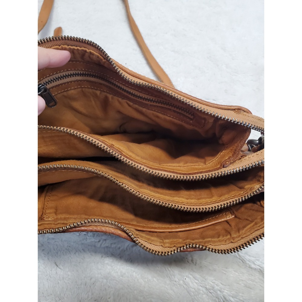 Tan Brown Woven Leather Crossbody Purse Bag Boho Bohemian Casual Western Basic - Picture 3 of 10